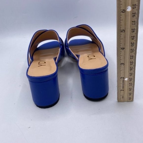 YDN Blue Cross Strap Block Heel Mules - Picture 7 of 11